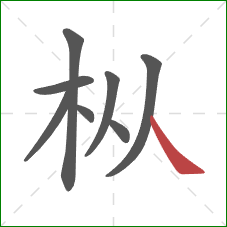 枞的笔顺第8画:捺 枞的笔顺第8画:捺