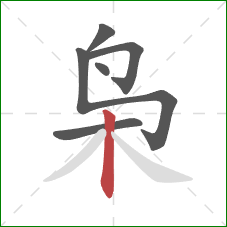 枭的笔顺第6画：竖