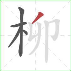 柳的笔顺第5画：撇