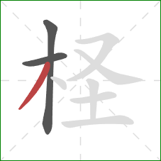 柽的笔顺第3画：撇