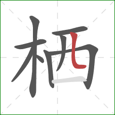 栖的笔顺第9画:竖弯 栖的笔顺第9画:竖弯