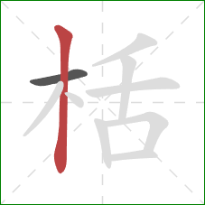 栝的笔顺第2画：竖