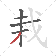 栽的笔顺第6画：撇