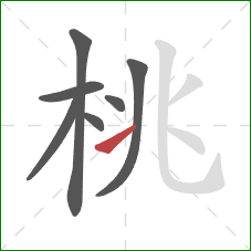 桃的笔顺第7画：提