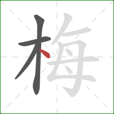 梅的笔顺第4画：点