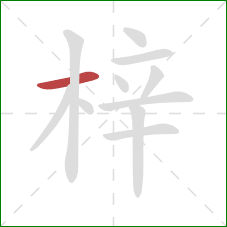梓的笔顺第1画:横 梓的笔顺第1画:横