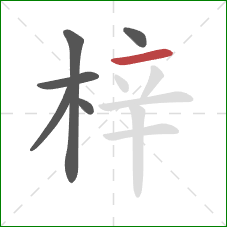 梓的笔顺第6画:横 梓的笔顺第6画:横