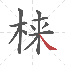 梾的笔顺第11画：捺