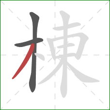 棟的笔顺第3画：撇