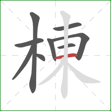 棟的笔顺第9画：横