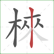 棶的笔顺第10画：竖