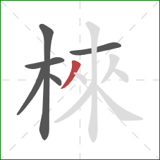 棶的笔顺第6画：撇