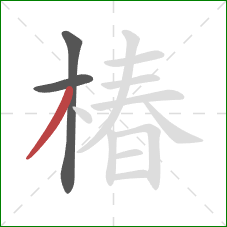 椿的笔顺第3画：撇