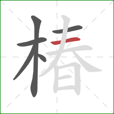 椿的笔顺第6画：横