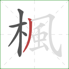 楓的笔顺第5画:撇 楓的笔顺第5画:撇