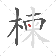楝的笔顺第8画：点