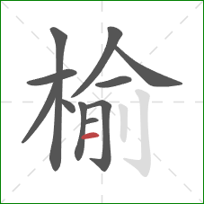 榆的笔顺第11画：横