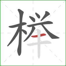 榉的笔顺第11画：横