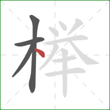 榉的笔顺第4画：点