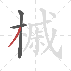 槭的笔顺第3画：撇