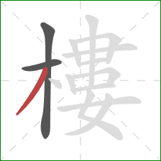 樓的笔顺第3画：撇