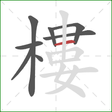 樓的笔顺第8画：横