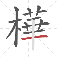 樺的笔顺第14画：竖