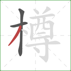 樽的笔顺第3画:撇 樽的笔顺第3画:撇