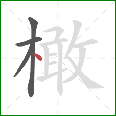 橄的笔顺第4画:点 橄的笔顺第4画:点