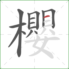 櫻的笔顺第14画：横