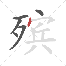 殡的笔顺第6画：点