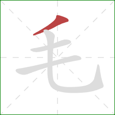 毛的笔顺第1画：撇