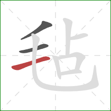 毡的笔顺第3画：横