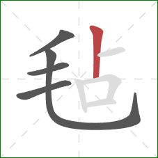 毡的笔顺第5画：竖