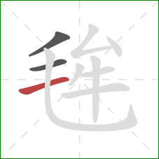 毪的笔顺第3画：横