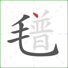 氆的笔顺第5画：点