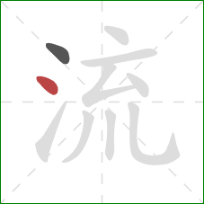 流的笔顺第2画：点