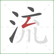 流的笔顺第6画：撇折