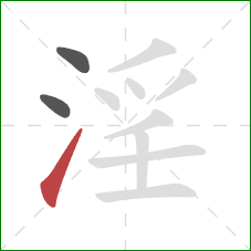 淫的笔顺第3画：提