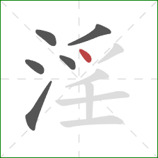 淫的笔顺第6画：点