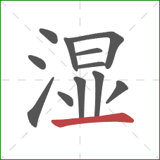 湿的笔顺第12画：横