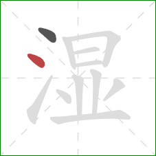 湿的笔顺第2画：点