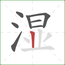 湿的笔顺第8画：竖