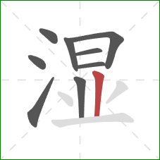湿的笔顺第9画：竖