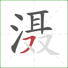 滠的笔顺第10画：横撇