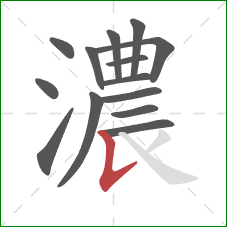 濃的笔顺第14画：竖提