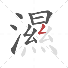 濕的笔顺第11画：撇折