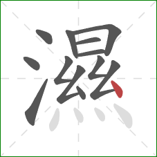 濕的笔顺第13画：点