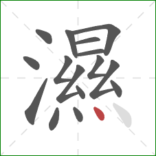 濕的笔顺第16画：点