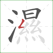 濕的笔顺第8画：撇折